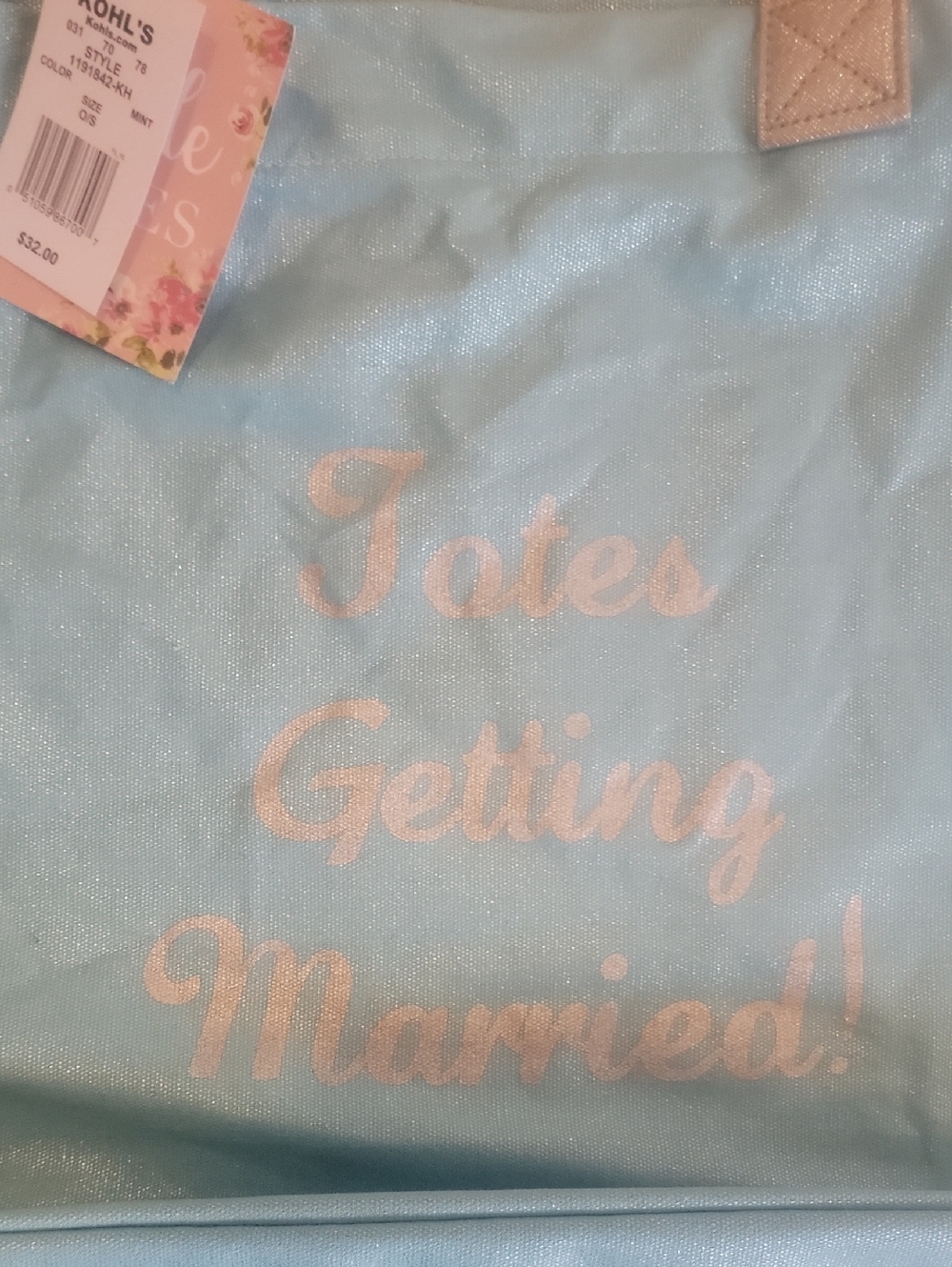 Kohl's Bride Tote with Sparkle Handles